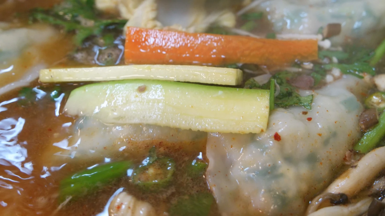 Dumpling hot pot simmering gently on the table